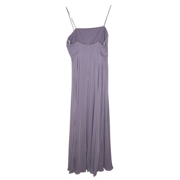 Lovely NWT Lilac Purple Square Neck Chiffon Maxi Dress with Front Slit Formal 6 - Picture 2 of 7